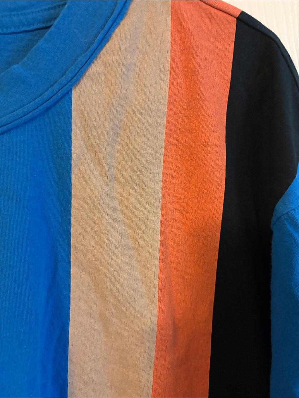 FP Movement Inspire Short Sleeve Colorblock Striped Blue Cropped Tee. - Picture 5 of 5